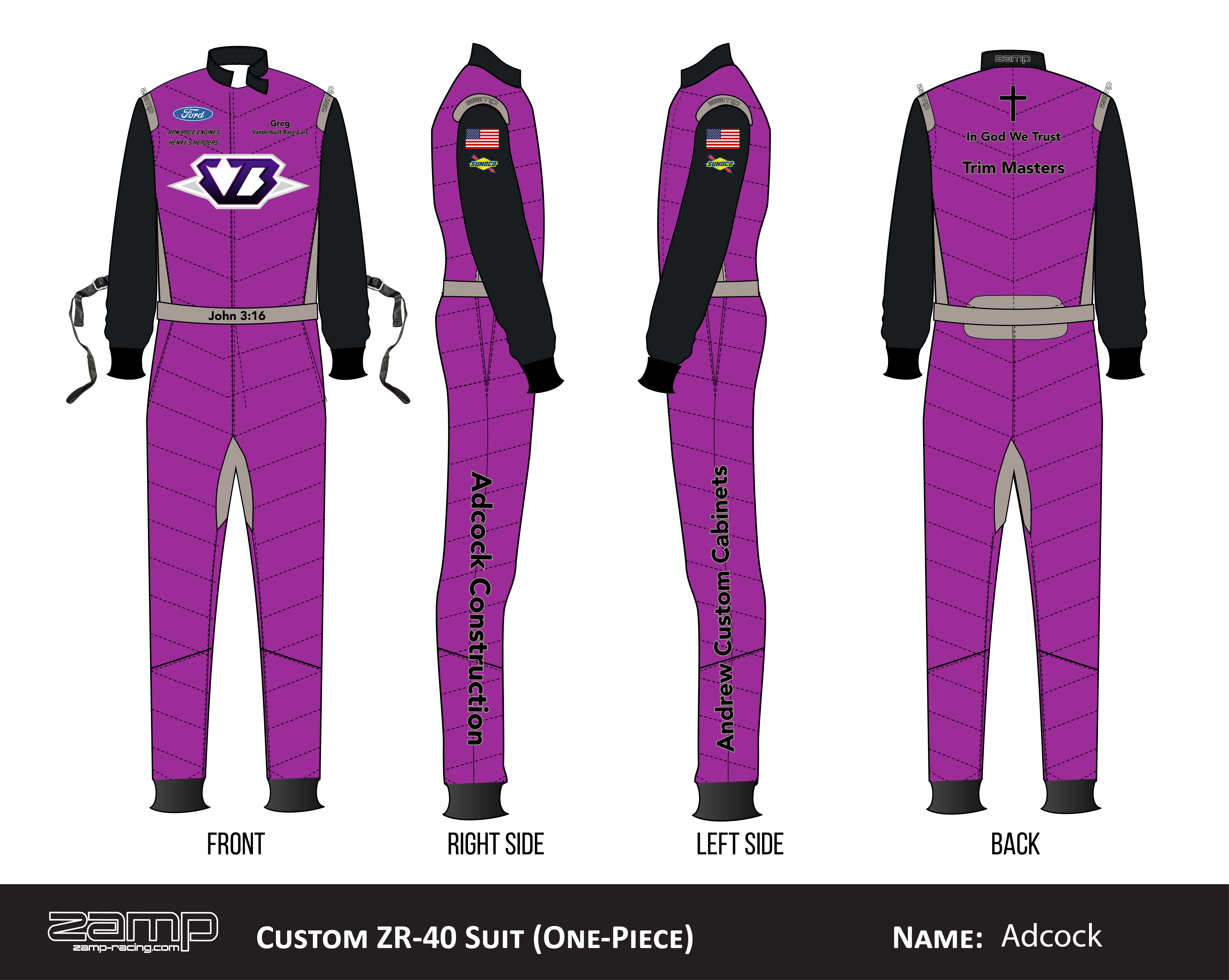 Custom Zamp racing suit