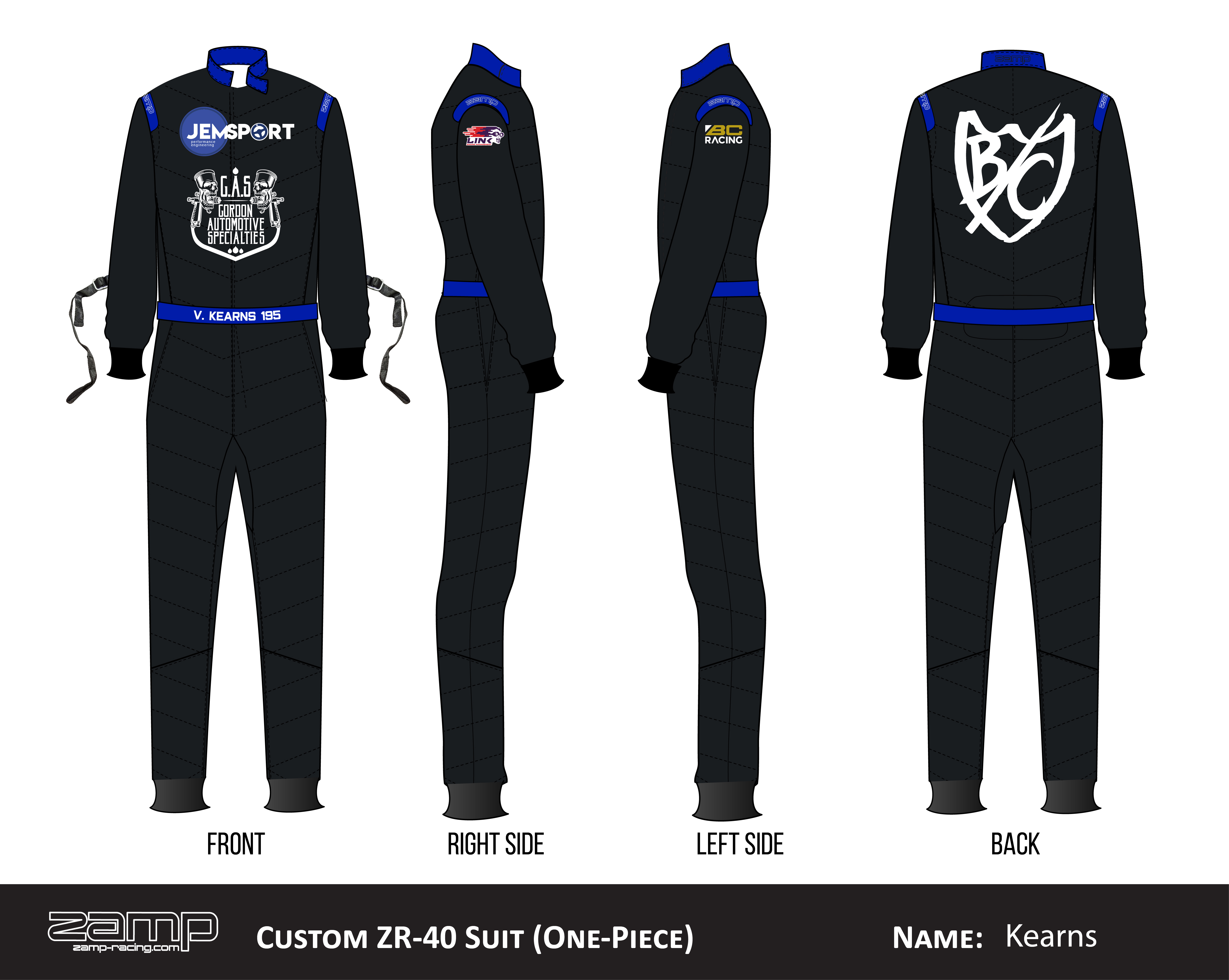Custom Zamp racing suit