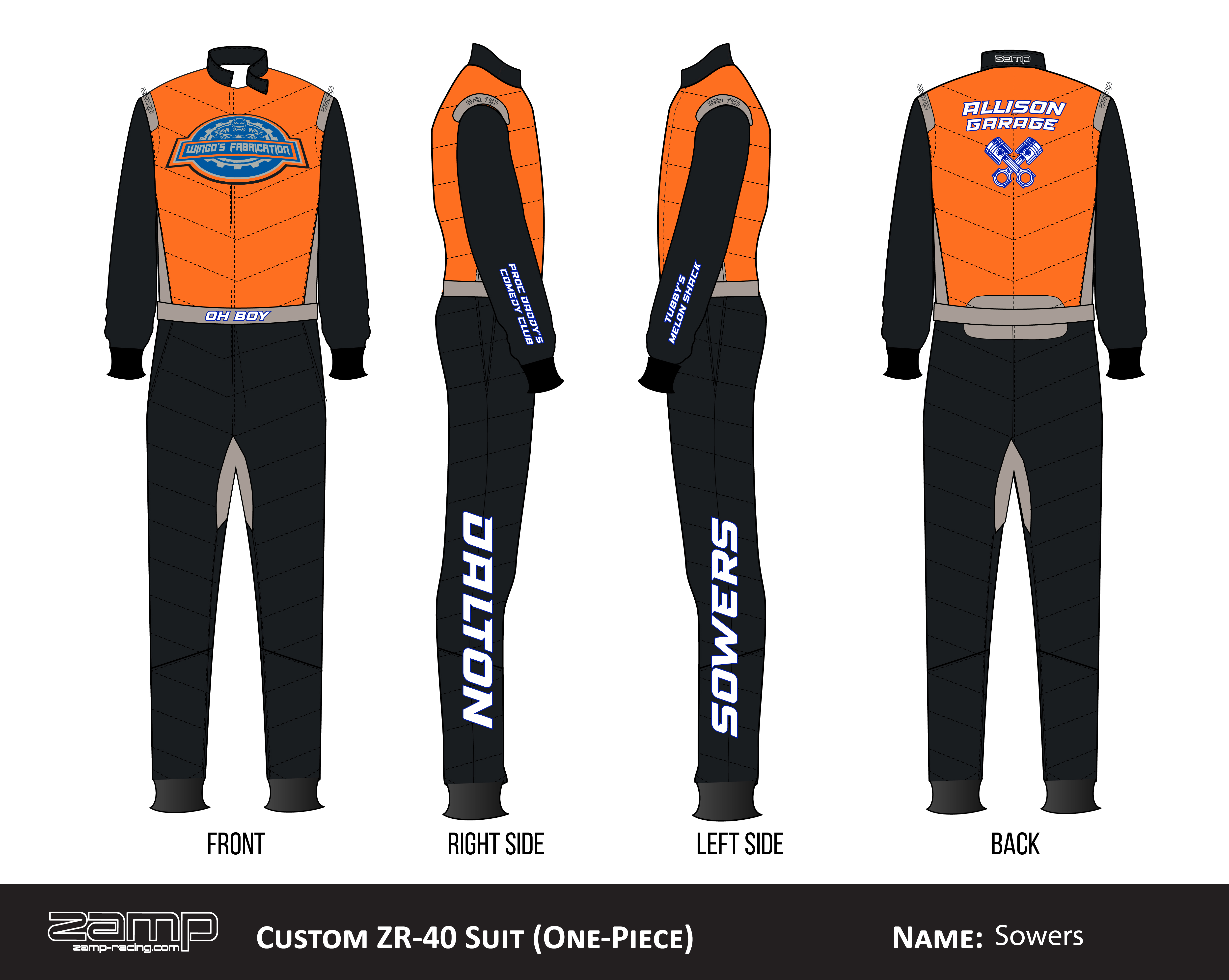 Custom Zamp racing suit